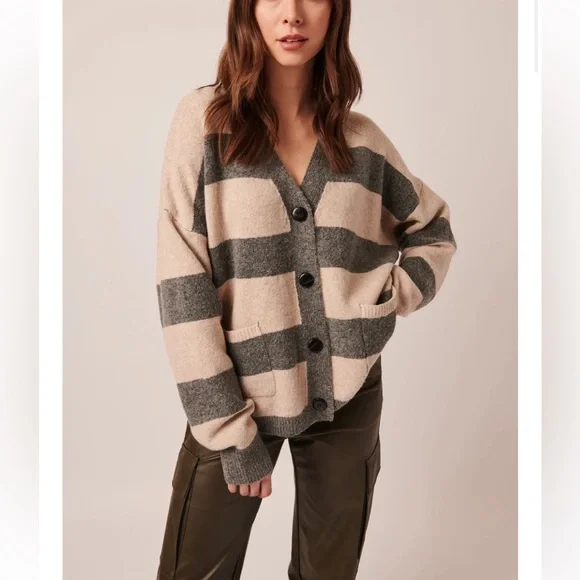 LINE Striped Cardigan In Color Little Owl - Retail Price $200 - Picture 3 of 10
